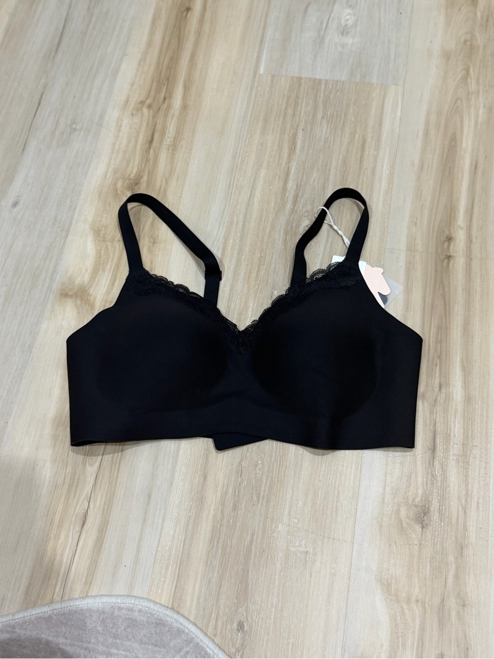 Black Lace-Trim Wireless Bra - Women Intimates